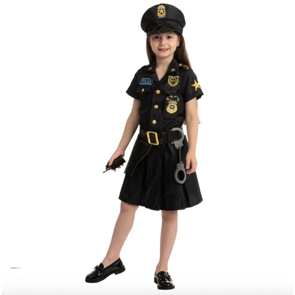 Girls Police Costume Set With Accessories Small For Ages 5-7